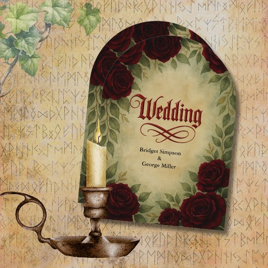 gotische mittelalterliche Vintage Rose Hochzeit Einladung