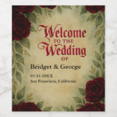 Gotische Mittelalterliche Vintage Rose Hochzeit Weinetikett (Einzelnes Label)