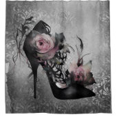 Gotische Mode Stiletto Heel mit Mauve Pink Roses Duschvorhang (Vorderseite)