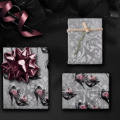 Gotische Mode Stiletto Heel mit Mauve Pink Roses Geschenkpapier Set