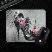Gotische Mode Stiletto Heel mit Mauve Pink Roses Mousepad