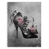 Gotische Mode Stiletto Heel mit Mauve Pink Roses Notizblock (Vorderseite)
