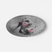 Gotische Mode Stiletto Heel mit Mauve Pink Roses Pappteller (Schrägansicht)