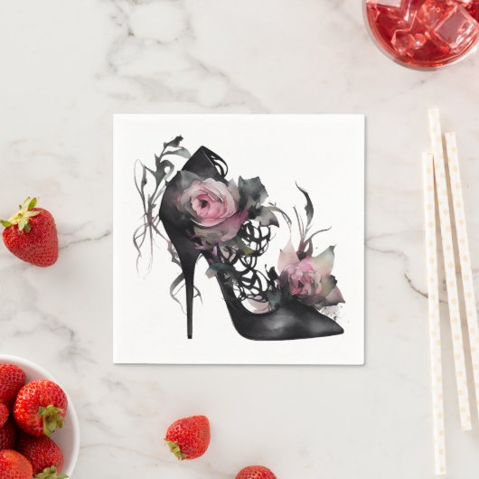 Gotische Mode Stiletto Heel mit Mauve Pink Roses Serviette (Beispiel)