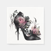 Gotische Mode Stiletto Heel mit Mauve Pink Roses Serviette (Vorderseite)
