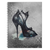 Gotische Mode Stiletto High Heel mit Aquamarinem S Notizblock (Vorderseite)