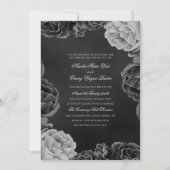 Gotische Monochrome Elegante Aquarellfarben-Rose Einladung (Vorderseite)