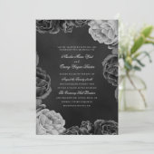 Gotische Monochrome Elegante Aquarellfarben-Rose Einladung (Stehend Vorderseite)