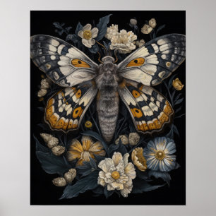 Gotische Motten und Blume Art Print Poster