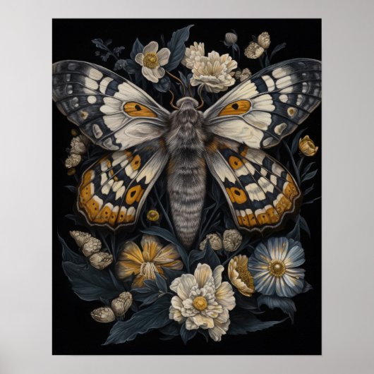 Gotische Motten und Blume Art Print Poster (Vorne)