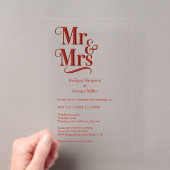 gotische Mr & Mrs – Rote Metallschrift Acryleinladungen (Insitu (Handheld))