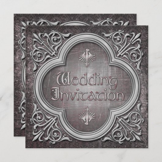 Gotische oder mittelalterliche Hochzeitseinladung Einladung (Vorne/Hinten)