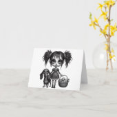 Gotische OsterGirl und Dackel Card Karte (Gelbe Blume)
