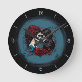 Gotische Paare lieben Valentinstag Runde Wanduhr