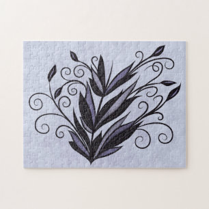 Gotische Pflanze Kunst - Lila Blumenwirt Puzzle