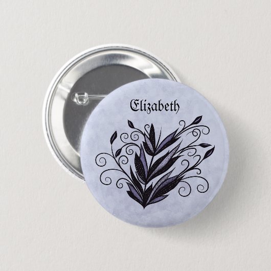 Gotische Pflanze Kunst - Schwarzer und Lila Name d Button (Vorne & Hinten)