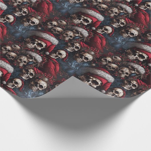 Gotische Pirate Santa Skulls Weihnachten Geschenkpapier (Ecke)