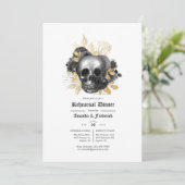 Gotische Probe-Dinner aus Schwarz und Gold Einladung (Stehend Vorderseite)