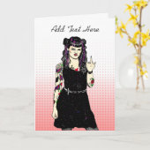 Gotische Punk-Girl Umdrehe den Vogel-benutzerdefin Karte (Gelbe Blume)