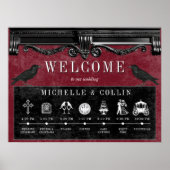 Gotische Ravens & Wine Order of Events Wedding Poster (Vorne)