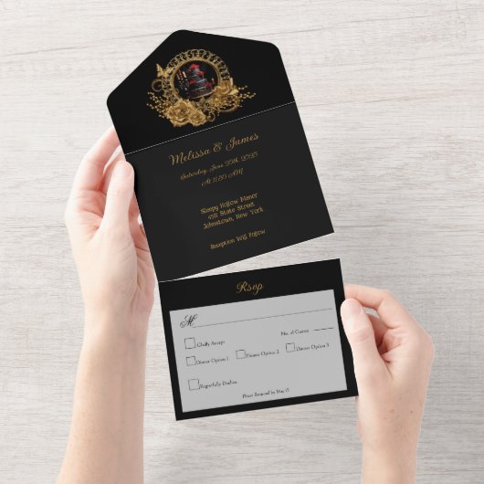 Gotische Romance All In One Einladung (Abreißen)