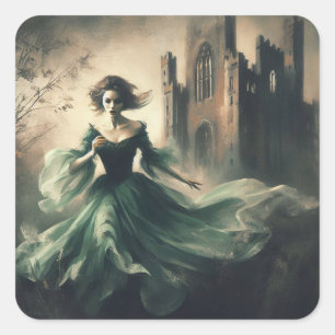 Gotische Romantik Bucht Cover Spooky Burg Horror S Quadratischer Aufkleber
