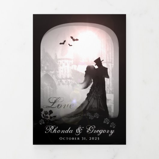 Gotische Romantik Halloween (Foto) EMPFANG & UAWG Dreifach Gefaltete Einladung (Cover)