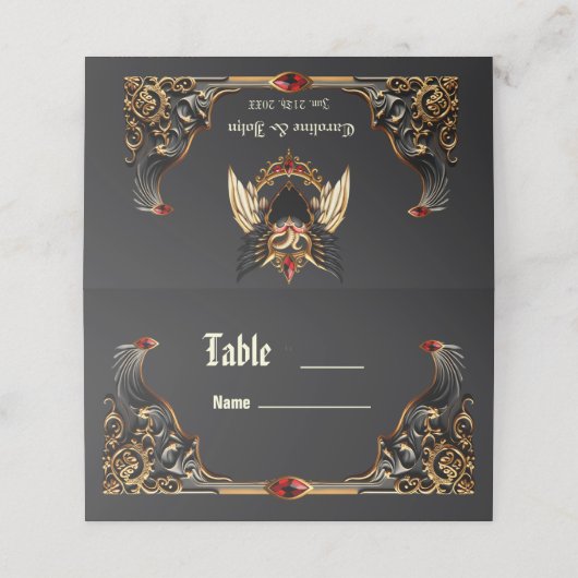 Gotische Romantik, im Schatten der Liebe Platzkarte (Außenseite Aufgefaltet)