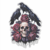 Gotische Romantik: Wo Schädel, Rose und Ravens Ent Aufkleber (Vorderseite)