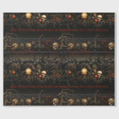 Gotische Romantische Skulls und Rose Gotisches Wra Geschenkpapier (Flach)