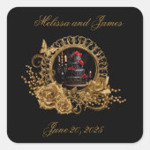 Gotische Romanze-Hochzeit Quadratischer Aufkleber (Vorderseite)