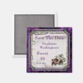 Gotische Rose & Black Damask 16. Save the Date Magnet (Vorderseite/Rückseite)