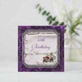 Gotische Rose & Black Damask 55. Geburtstag Einladung (Stehend Vorderseite)
