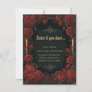 Gotische Rose Blumenrahmen mit goldenen Kerzen Postkarte