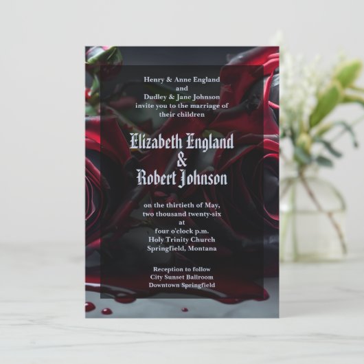 Gotische Rose Hochzeit Einladung (Stehend Vorderseite)