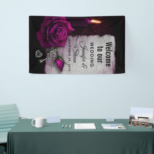 Gotische Rose, Kerze, Pergament und Locket-Hochzei Banner (Messeveranstaltung)