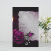 Gotische Rose, Kerze, Pergament und Schlösser Briefpapier (Stehend Vorderseite)