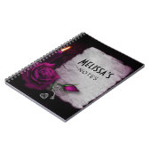 Gotische Rose, Kerze, Pergament und Schlösser Notizblock (Linke Seite)