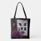 Gotische Rose, Kerze, Pergament und Schlösser Tasche (Rückseite)