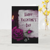 Gotische Rose, Kerze und Locket Valentinstag Karte (Gelbe Blume)