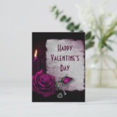 Gotische Rose, Kerze und Locket Valentinstag Postkarte (Stehend Vorderseite)