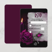 Gotische Rose, Kerze und Pergament-Hochzeit RSVP Karte (Vorne/Hinten)
