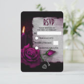 Gotische Rose, Kerze und Pergament-Hochzeit RSVP Karte (Stehend Vorderseite)