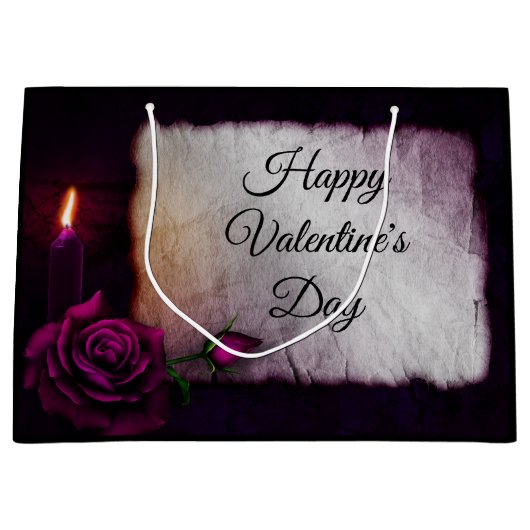 Gotische Rose, Kerze und Pergament Valentins Große Geschenktüte (Vorderseite)