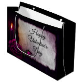 Gotische Rose, Kerze und Pergament Valentins Große Geschenktüte (Vorderseite Schrägansicht)