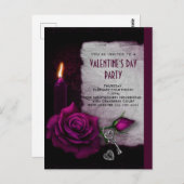Gotische Rose, Kerzen und Locket Valentine Party Postkarte (Vorne/Hinten)