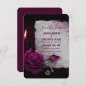 Gotische Rose-, Kerzen- und Lockethochzeit Save The Date (Vorne/Hinten)