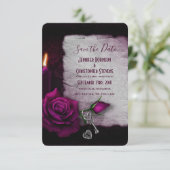 Gotische Rose-, Kerzen- und Lockethochzeit Save The Date (Stehend Vorderseite)