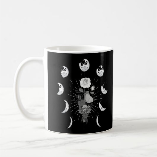 Gotische Rose Mondphasen Witchy Crescent Kaffeetasse (Links)