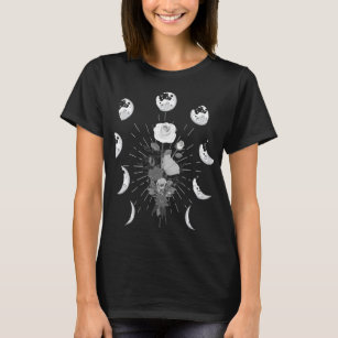 Gotische Rose Mondphasen Witchy Crescent T-Shirt